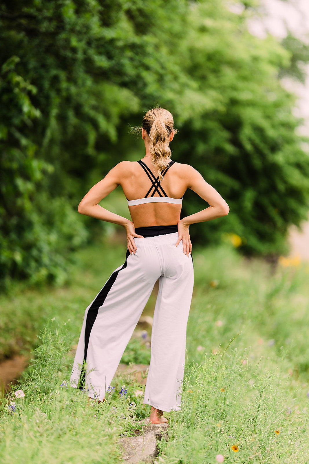 Winnie Wide Leg White With Black Stripe