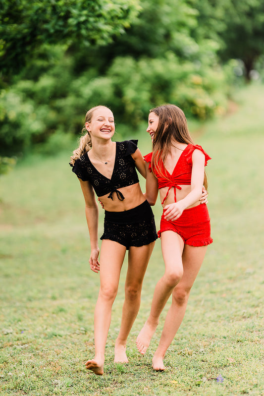 Ruffle Shorts in eyelet