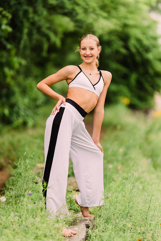 Winnie Wide Leg White With Black Stripe